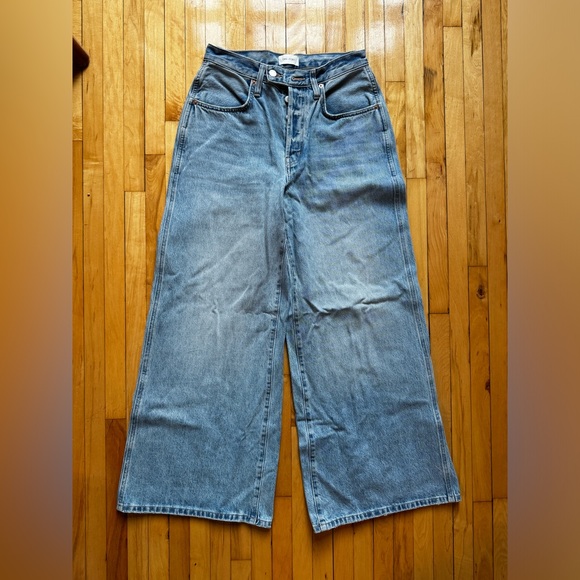 Oak + Fort 100% cotton double button wide leg jeans - 27 but fits larger, 29 - Picture 2 of 4